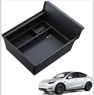 BASENOR 2021-2024 Tesla Model Y/3 Center Console Organizer Tray (Carbon Edition)
